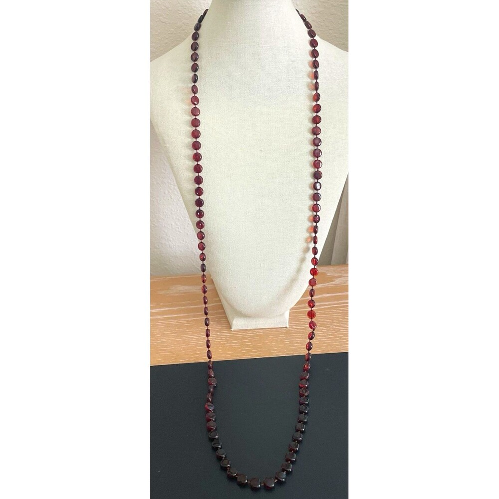 Long Vintage Brown Acrylic Disc Necklace